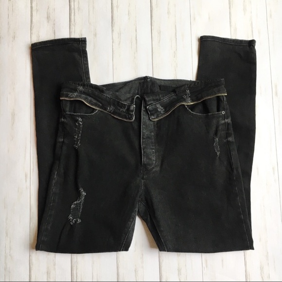 RtA Jane Jeans Exploded Black with Zipper Detail - Picture 3 of 8